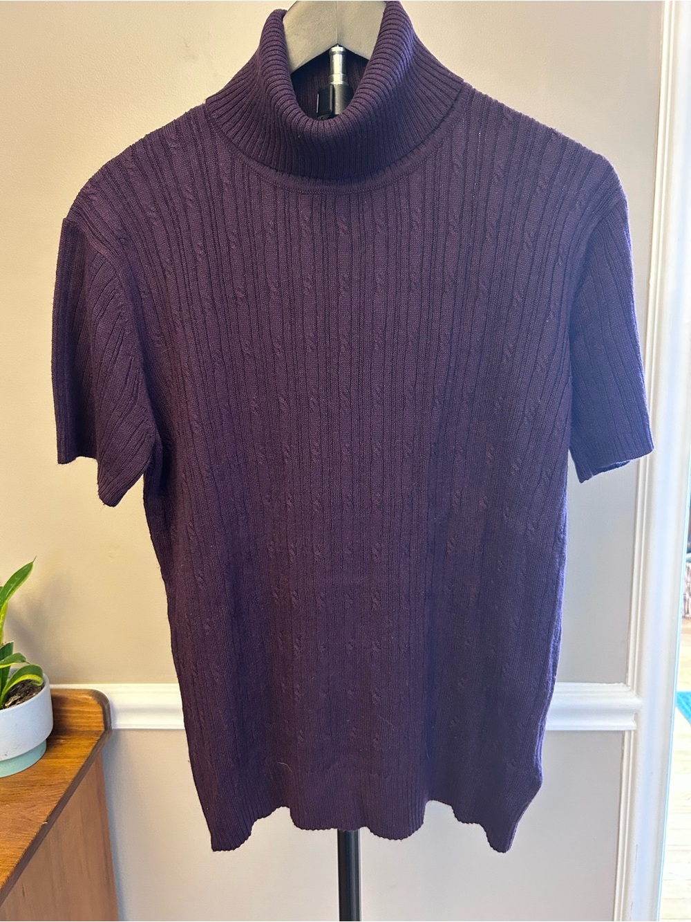 Evan Picone Purple Short-Sleeve Turtleneck Sweater